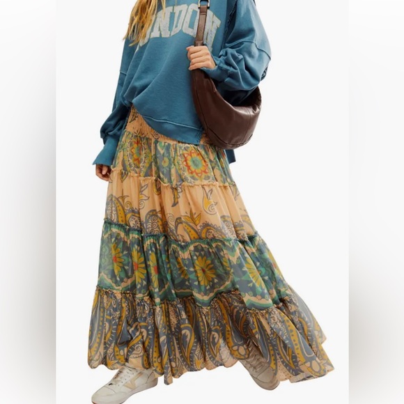 Free people Super Thrills Print Tiered Maxi Skirt - Picture 7 of 7